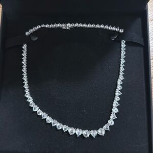 Zales Heart -Shaped and Round White Lab-Created Sapphire Tennis Necklace